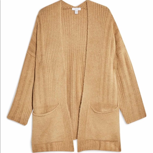 Topshop Sweaters - TOPSHOP • Long Oversized Cardigan in Camel NWT